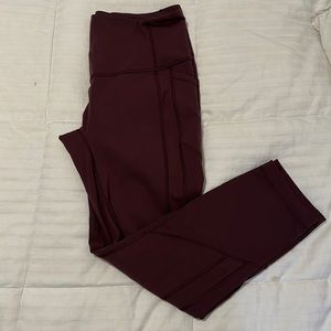 Lululemon All The Right Places crop legging burgundy